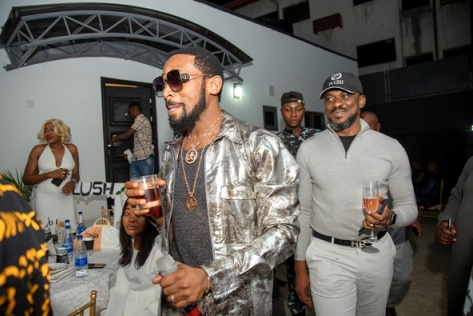 Peter Adejoj and D'banj at Plush Hotel's opening event